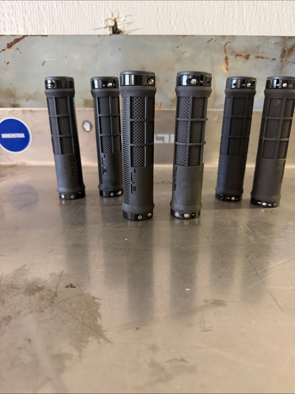 Black Bike Handlebar Grips with Locking Clamps